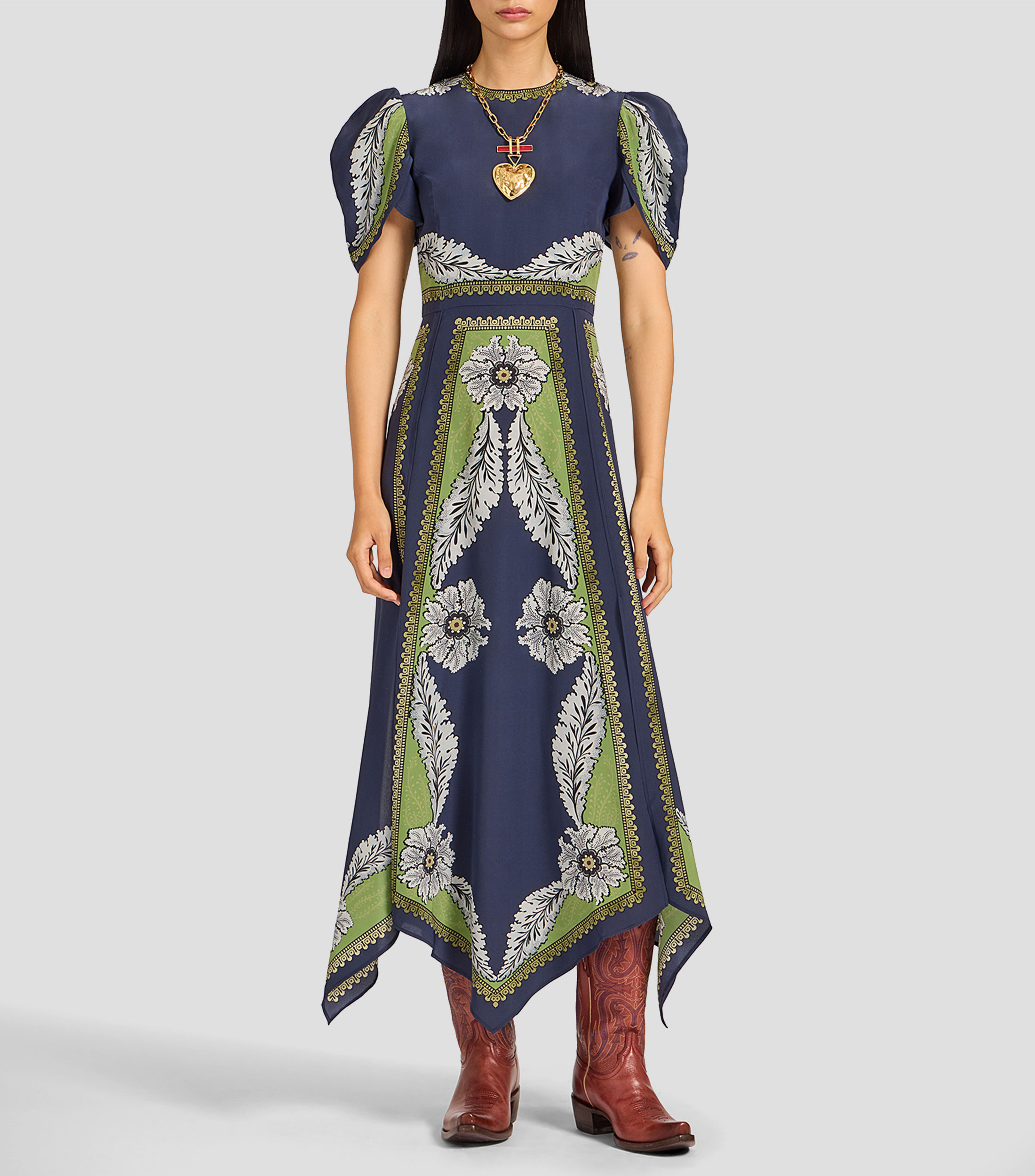 Vestido largo estampado Mujer